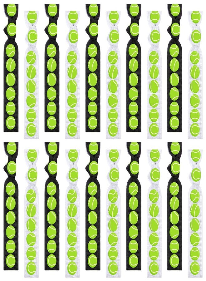 Hanaive 20 Pcs Tennis Hair Ties Tennis Hair Accessories Tennis Party Favors Team Gifts Tennis Scrunchie Elastic Ponytail Holders No Crease Ribbon Party Accessories for Women - Image 1